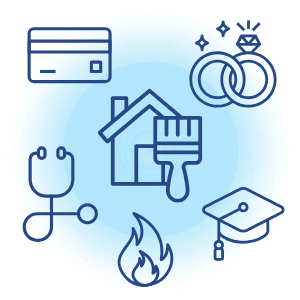 Icons representing common HELOC uses